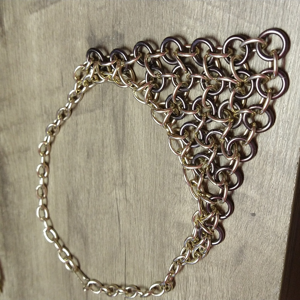 Statement Black and Goldtone Chainlink Necklace